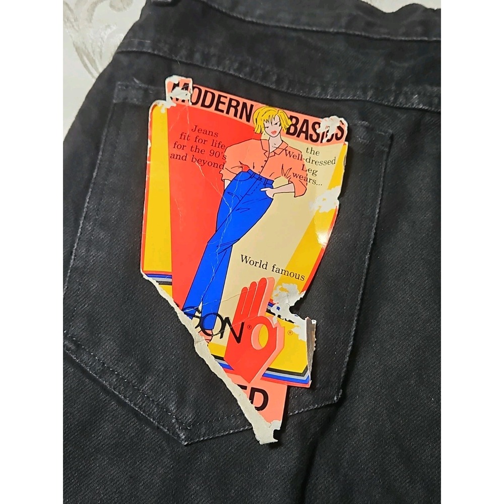 Vintage Sasson High Waist Mom Jeans Black 80s size 16 Tall Ooh La La NOS NWT